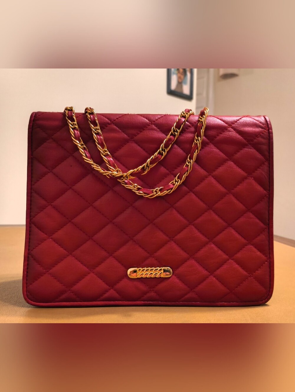 Vintage Meeting Street Red Quilted Leather Flap Bag - Chanel Style 90s